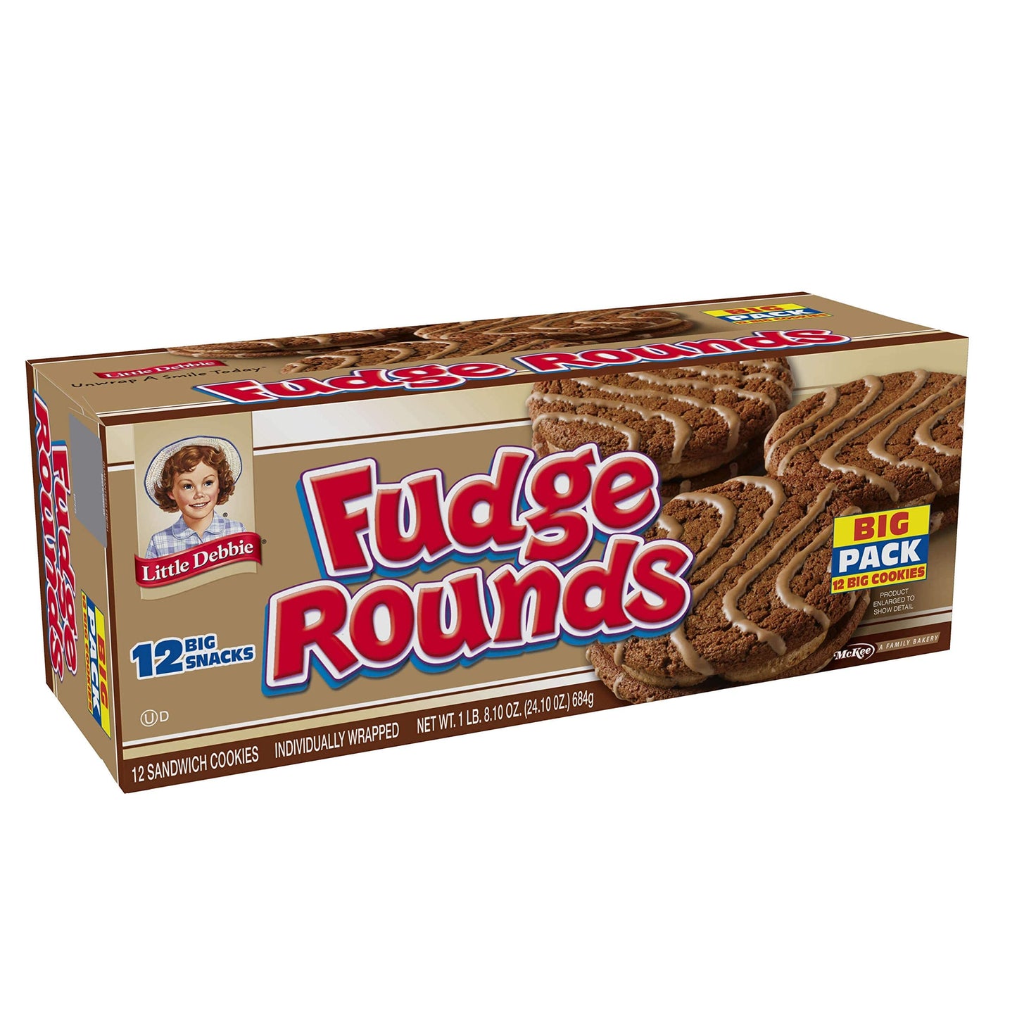 Little Debbie Individually Wrapped Fudge Rounds (12 Count) Big 24.10 Box - Pack Of 3
