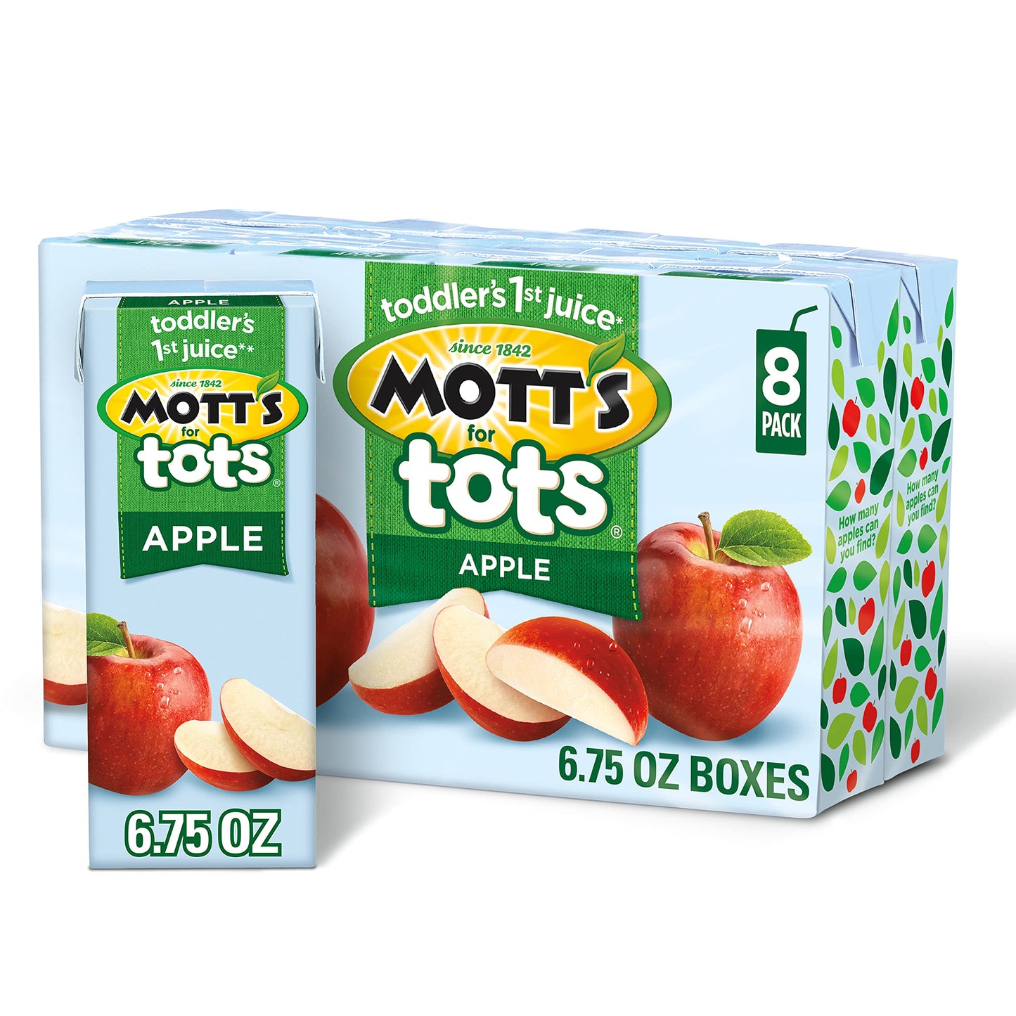 Motts for Tots Apple Juice, 6.75 fl oz Boxes, 8 Pack, Kid-Friendly Drink