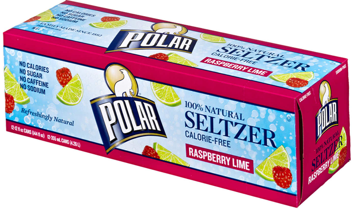 Polar Seltzer Raspberry Lime  12 fl oz (Pack of 12)