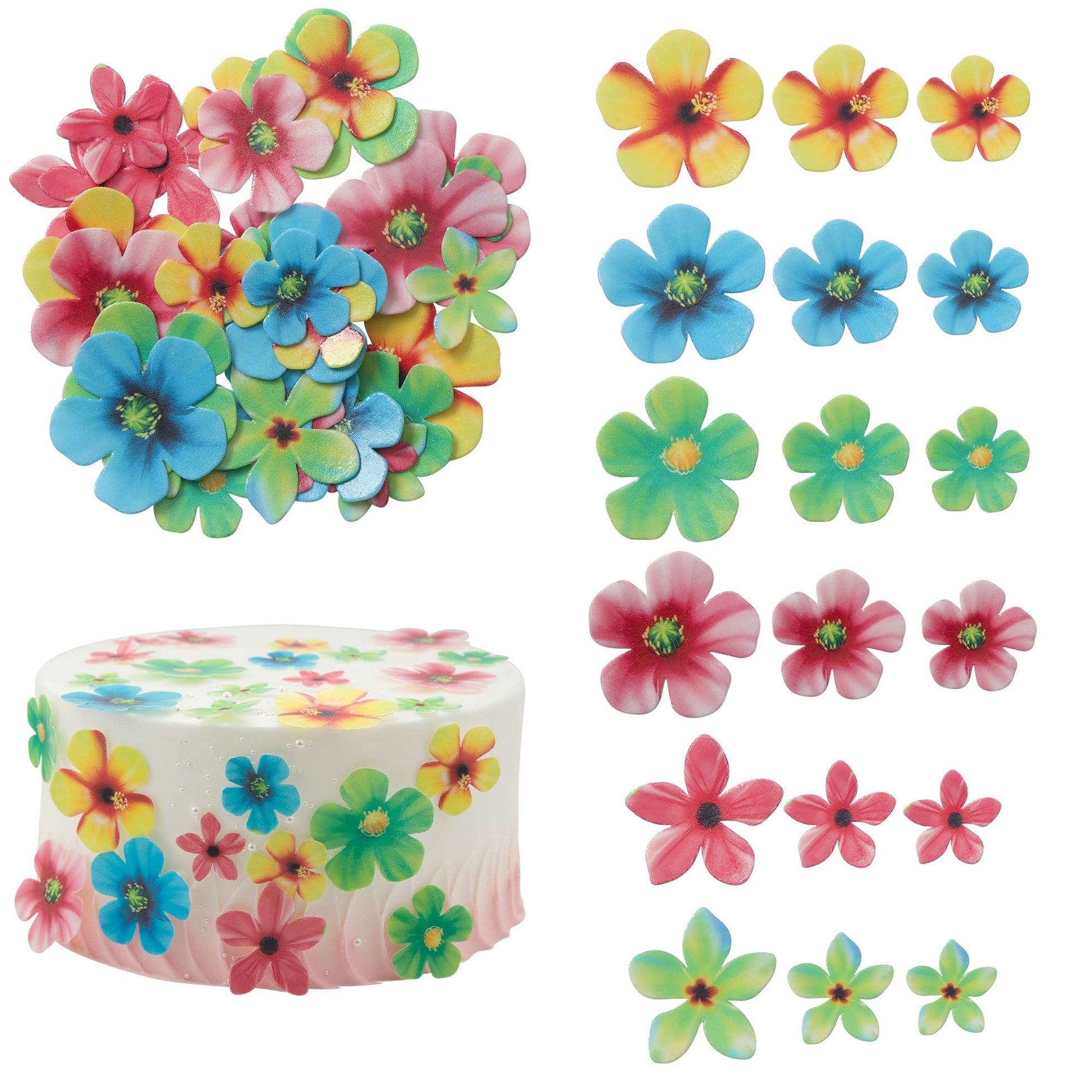 Gyufise 35Pcs Edible Flowers Cake Decorations Beautiful Flowers Cupcake Toppers Cake Toppers For Wedding Cake Birthday Party Food Decoration Mixed Size & Colour
