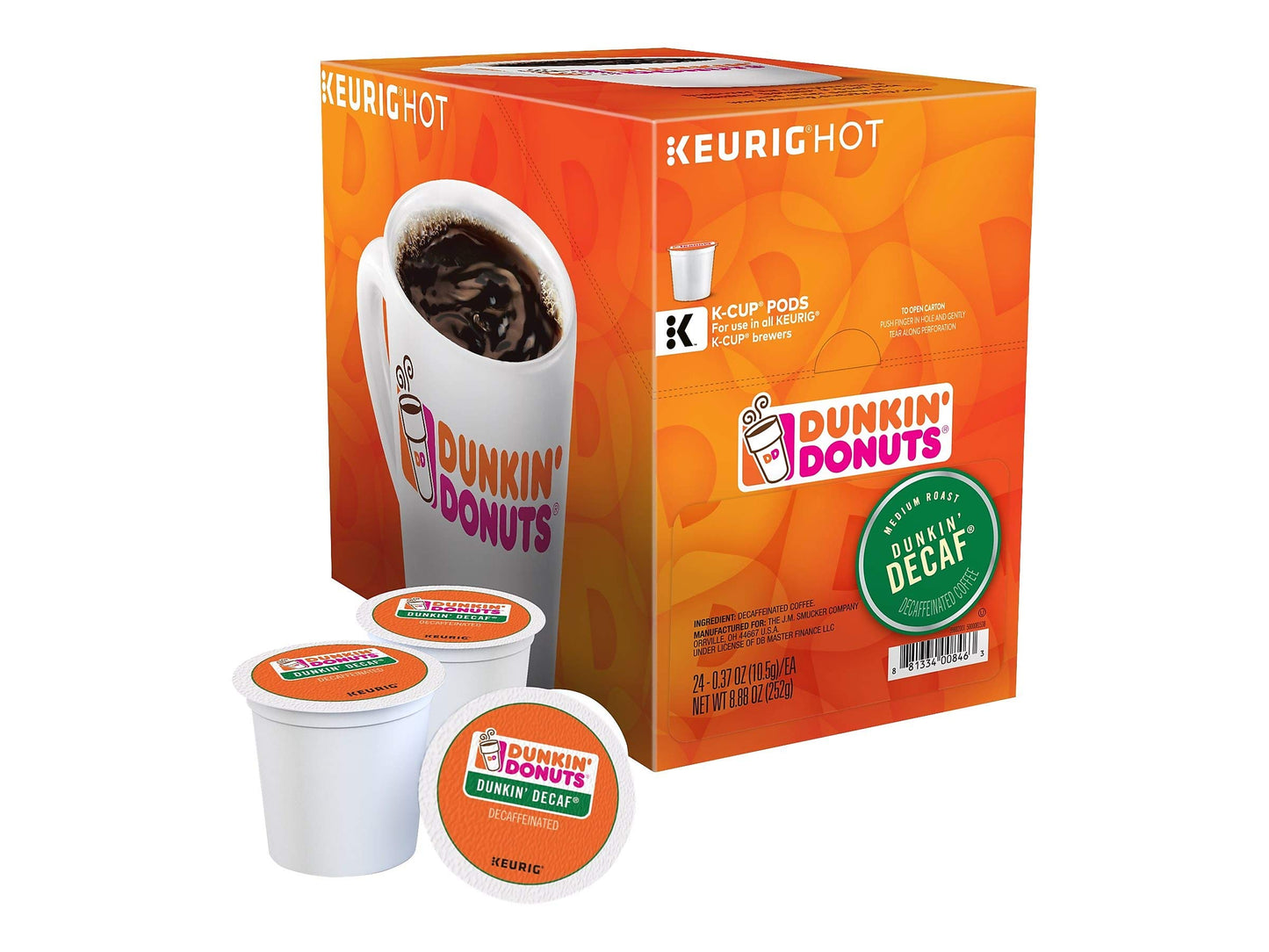 Dunkin Donuts 2516933 Dunkin Decaf Coffee K-Cup Pods Medium Roast 24/Box (400846)