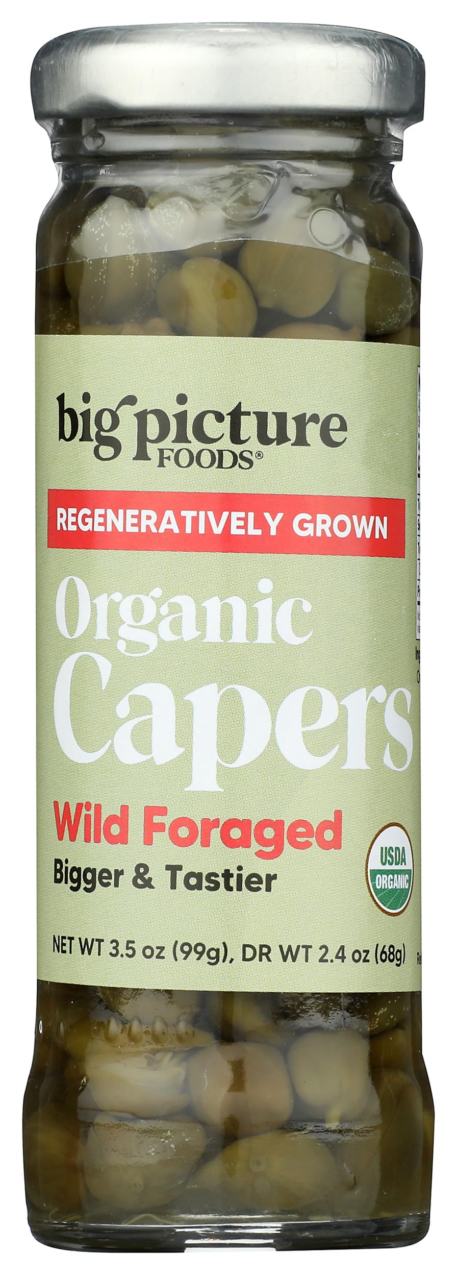 Big Picture Foods Organic Wild Foraged Capers  3.5 Oz