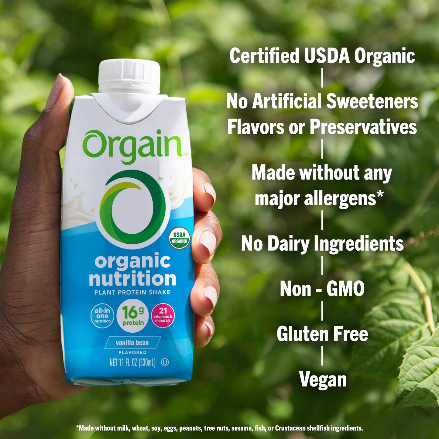 Orgain Organic Nutritional Vegan Protein Shake, 16g Protein, Gluten Free, Non-GMO, 11 Fl Oz, Vanilla Bean, Pack of 12