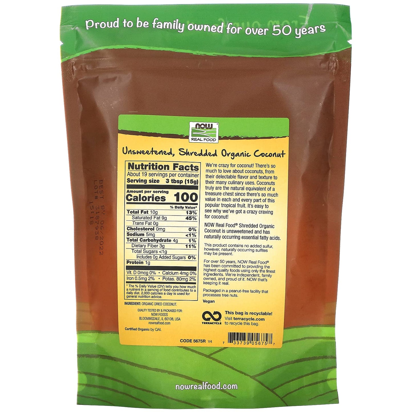 Now Foods, Organic Coconut, Unsweetened And Shredded, No Added Colors, Flavors Or Preservatives, 10-Ounce (Packaging May Vary)