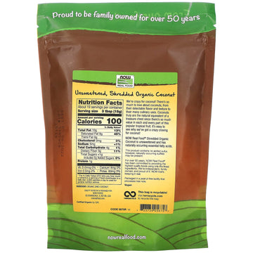 Now Foods, Organic Coconut, Unsweetened And Shredded, No Added Colors, Flavors Or Preservatives, 10-Ounce (Packaging May Vary)