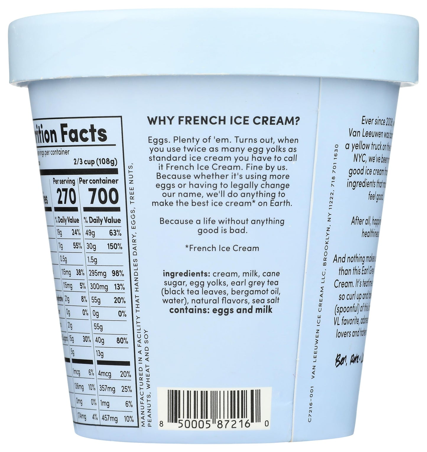VAN LEEUWEN Earl Grey Ice Cream, 14 FZ