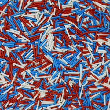 Red & Blue & White Jimmy Sprinkles Edible Mix Size Jimmies Cake Decorations Soft Jimmies For Topping Ice Cream, Cookies, Cakes,