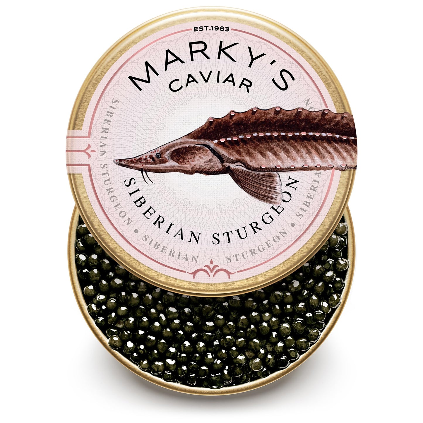 Markys Caviar Siberian Sturgeon Royal Caviar, 2 oz, Malossol Black Roe, Premium Quality, Guaranteed Overnight Delivery