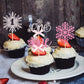 24 Pcs Snowflake 1St Birthday Cupcake Toppers Glitter Bow First Birthday Snowflake One Cupcake Picks For Winter Onederland Theme