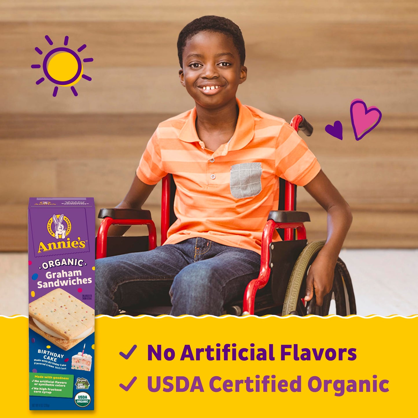 Annies Organic B-Day Cake Graham Sandwich Cookies, Birthday Cake Flavored Creme, 12 Cookies, 8 oz