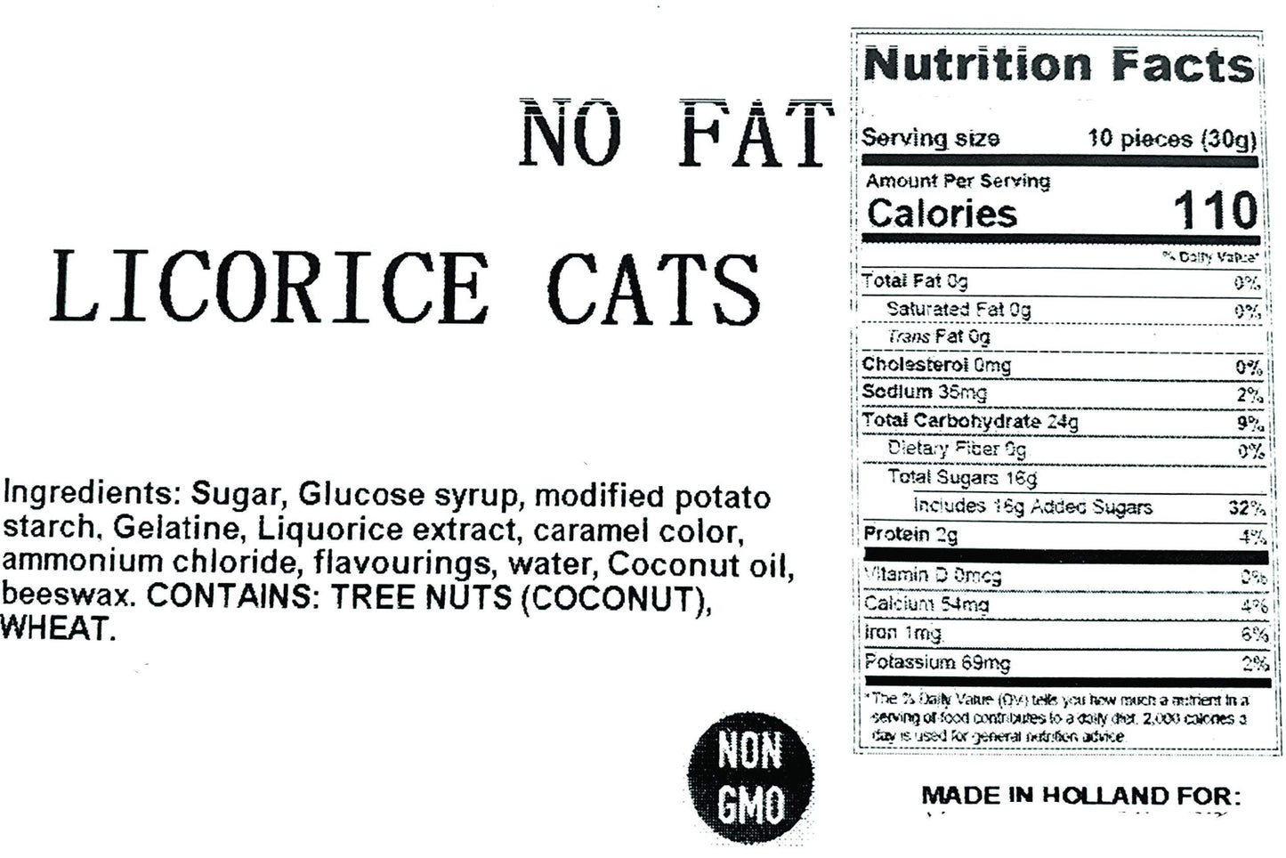 Sweetgourmet Premium Dutch Licorice Cats | Gustaf'S Sweet Black Licorice | 3 Pounds