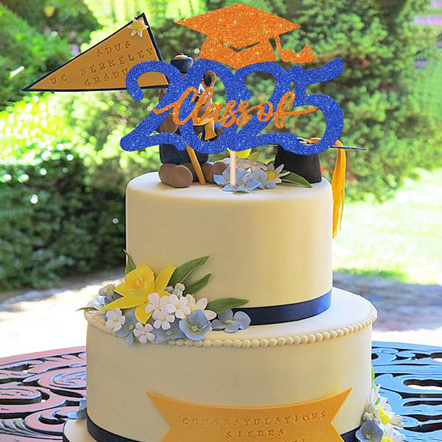 1 Pcs Class Of 2025 Cake Topper Glitter Graduation Cap Cake Pick 2025 Congrats Grad Cake Decoration For 2025 Graduation Theme Pa