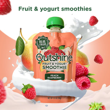 Outshine Smoothie Peach Raspberry Yogurt Pouches - Ready-to-Drink, 24 Count, 5.25 lb, Tan