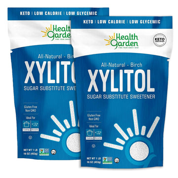 Health Garden Birch Xylitol Sweetener - 1 LB x 2 Resealable Bag - Pure Birch Xylitol - Non GMO, Kosher, and Made in the U.S.A. -