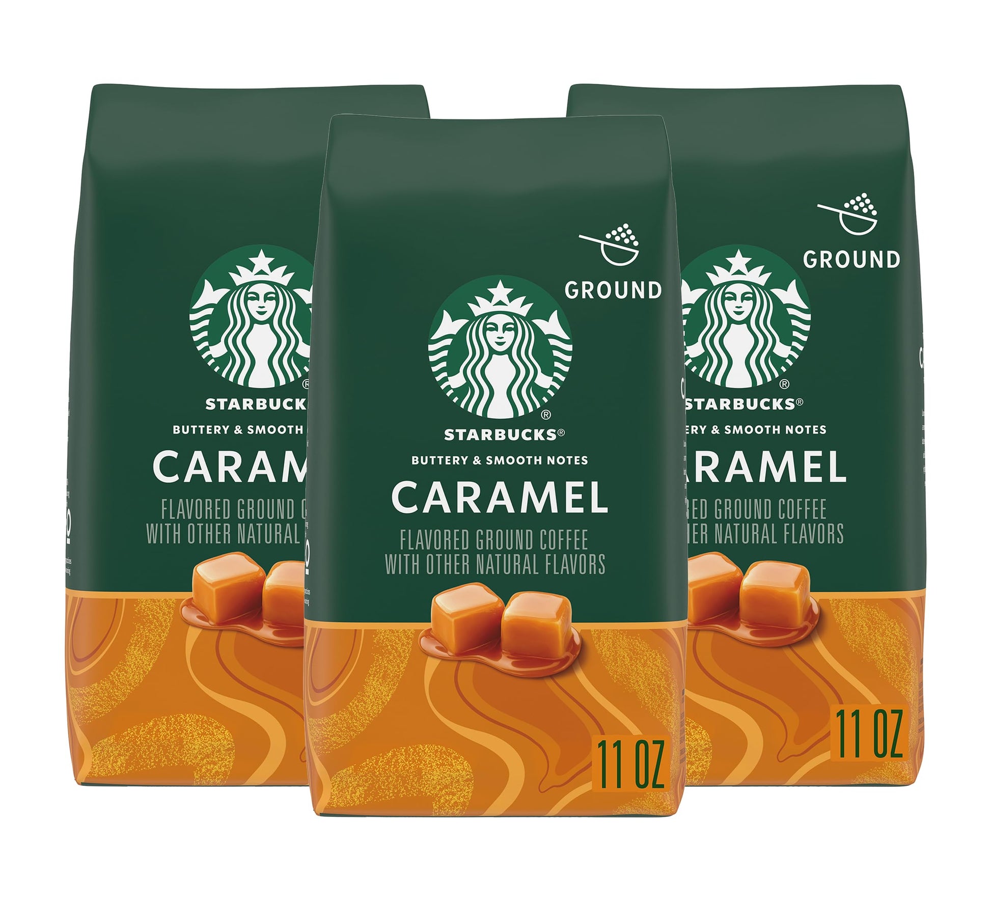 Starbucks Flavored Ground Coffee, Caramel, 11 Oz
