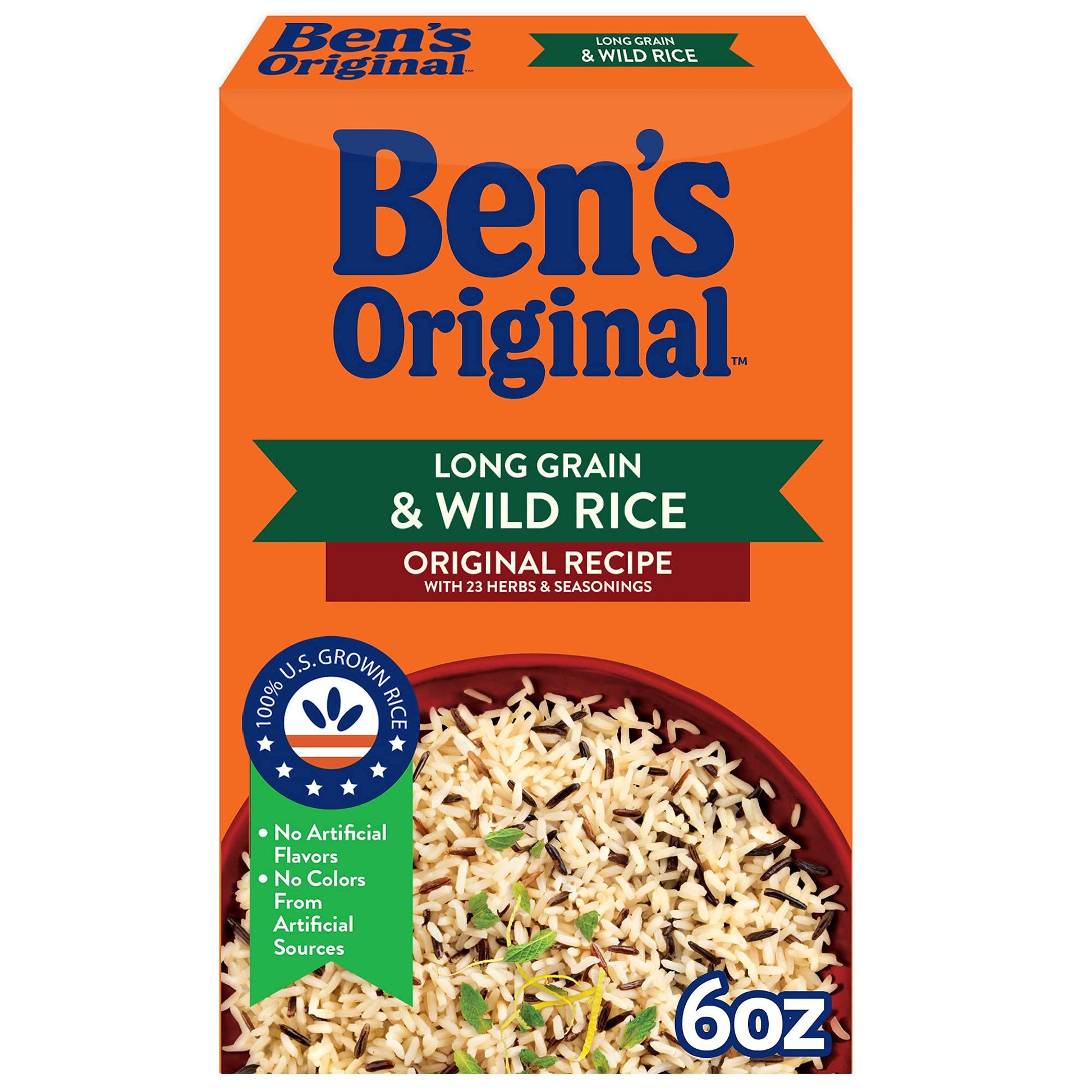 BEN S ORIGINAL Flavored Long Grain Rice & Wild Rice, Boxed Rice, 6 oz Box (Pack of 12)