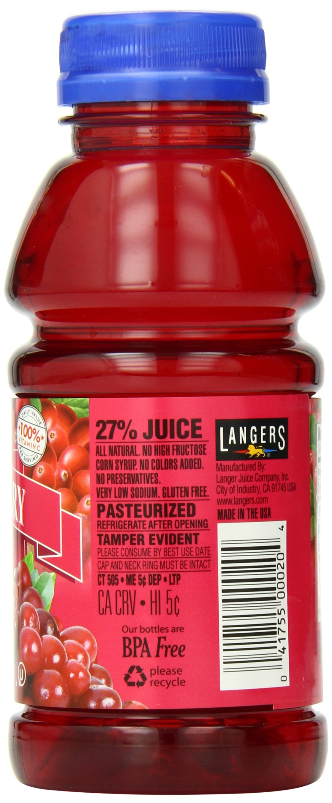 Langers Cranberry Juice Cocktail, 10 Fl Oz, Pack of 12, Model SPPPOA034502