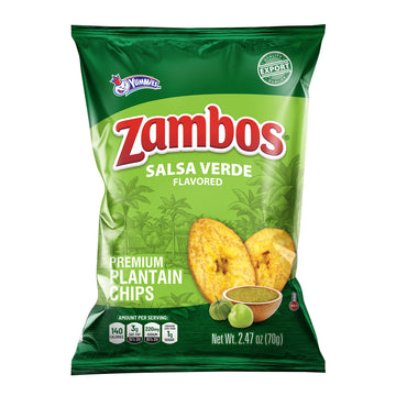 Zambos Plantain Chips Salsa Verde, Crunchy Premium Plantain Chips, 8 Pack 2.47 Ounce