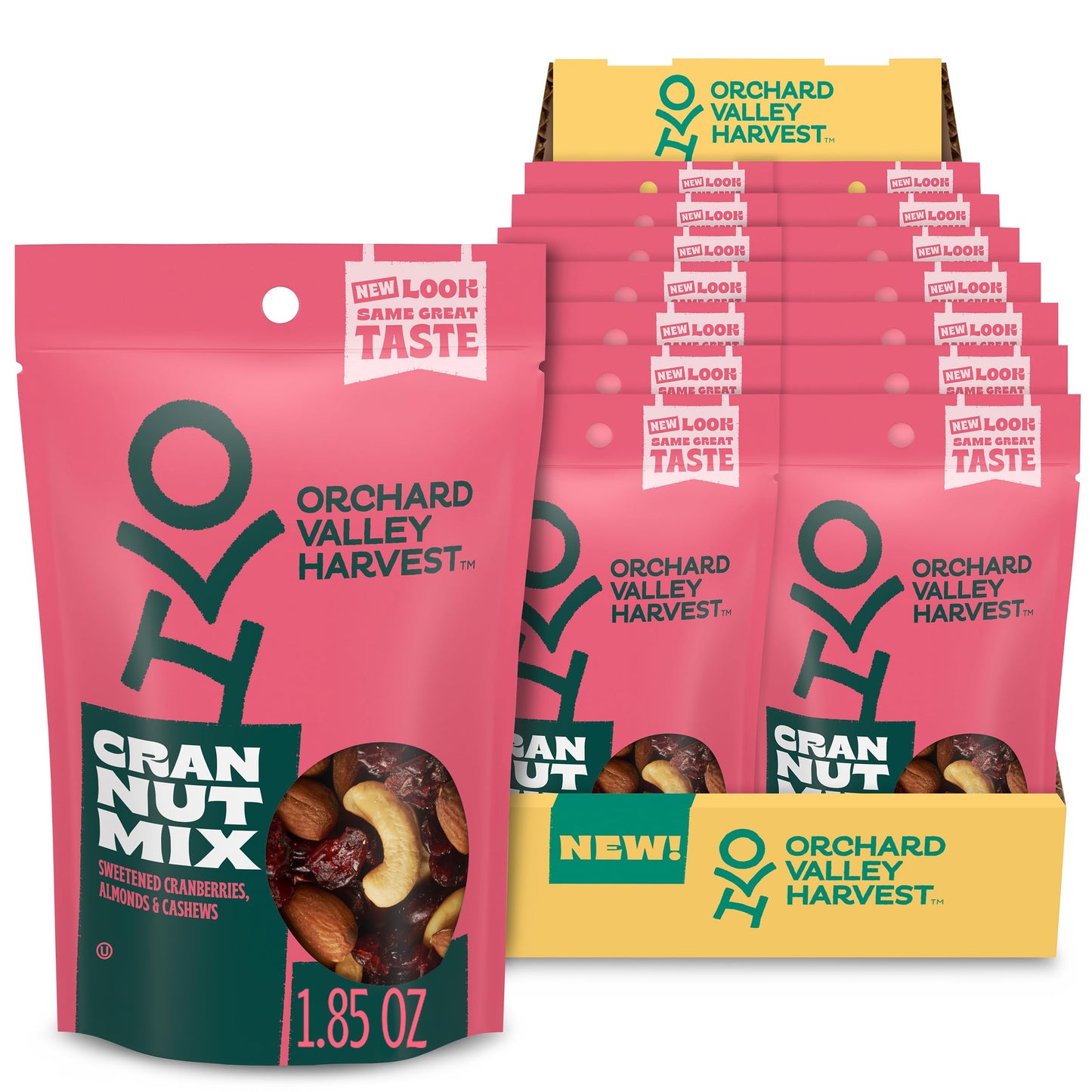 Orchard Valley Harvest Cran Nut Mix, 1.85 Oz (Pack Of 14), Sweetened Cranberries, Almonds, And Cashews, Gluten Free, Resealable