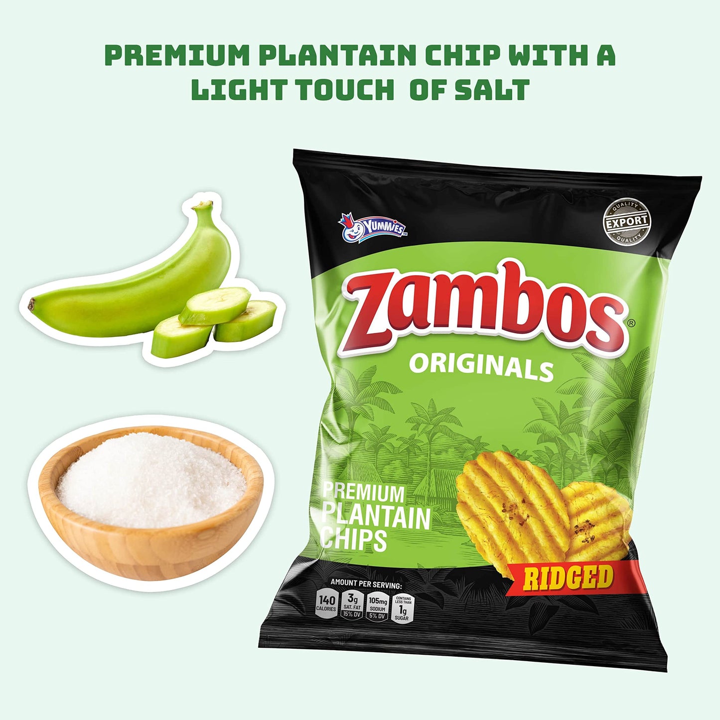 Zambos Plantain Chips Original, Ridged (Pack Of 12)