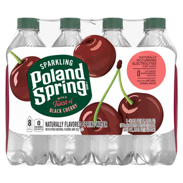 Poland Spring Sparkling Water, Black Cherry, 16.9 Oz. Bottles (8 Pack)