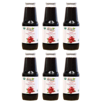 Anna and Sarah 33.8 Oz Organic Pomegranate Juice - USDA Organic Certified - Glass Bottle (6 Pack) No Sugar, No Artificial Colors
