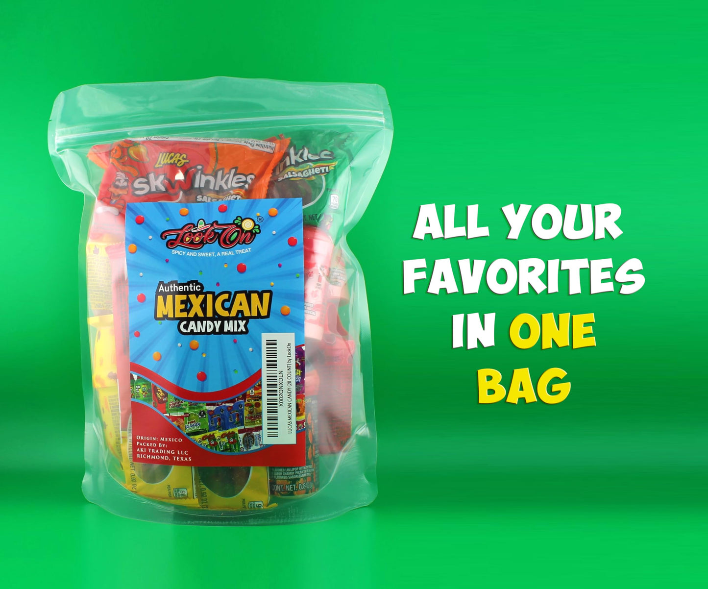 Look-On Lucas & Mexican Candy Combo Mix, 50 Count Variety Set of Sour, Sweet, Spicy