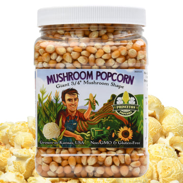 Mushroom Popcorn Kernels By Princeton Popcorn - Farmer Direct, Non-Gmo, Gluten Free, Unpopped, Ball Shaped, Old Fashion Popcorn