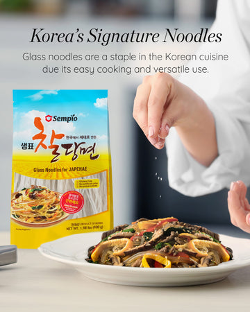 Sempio Glass Noodles, Dangmyun - Gluten-Free - Sweet Potato Vermicelli, Ideal For Korean Food, Japchae, Galbitang (31.74 Oz / 900G, Fat-Free, Good Carbs, Big Portions, Pasta Alternative)