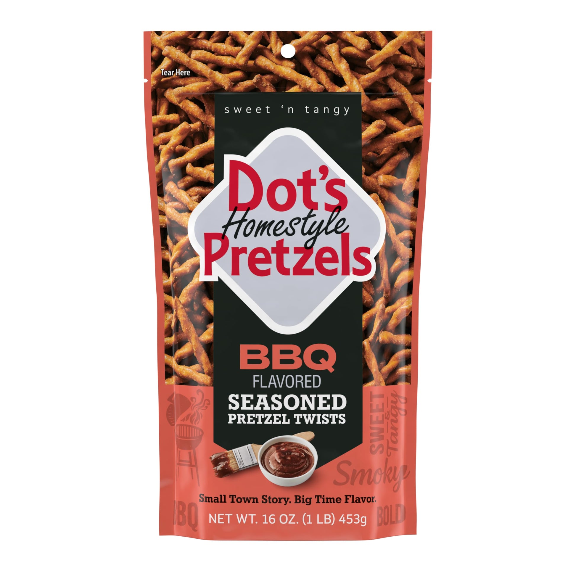Dots Homestyle Pretzels BBQ Seasoned Pretzel Twists, 16oz Bag