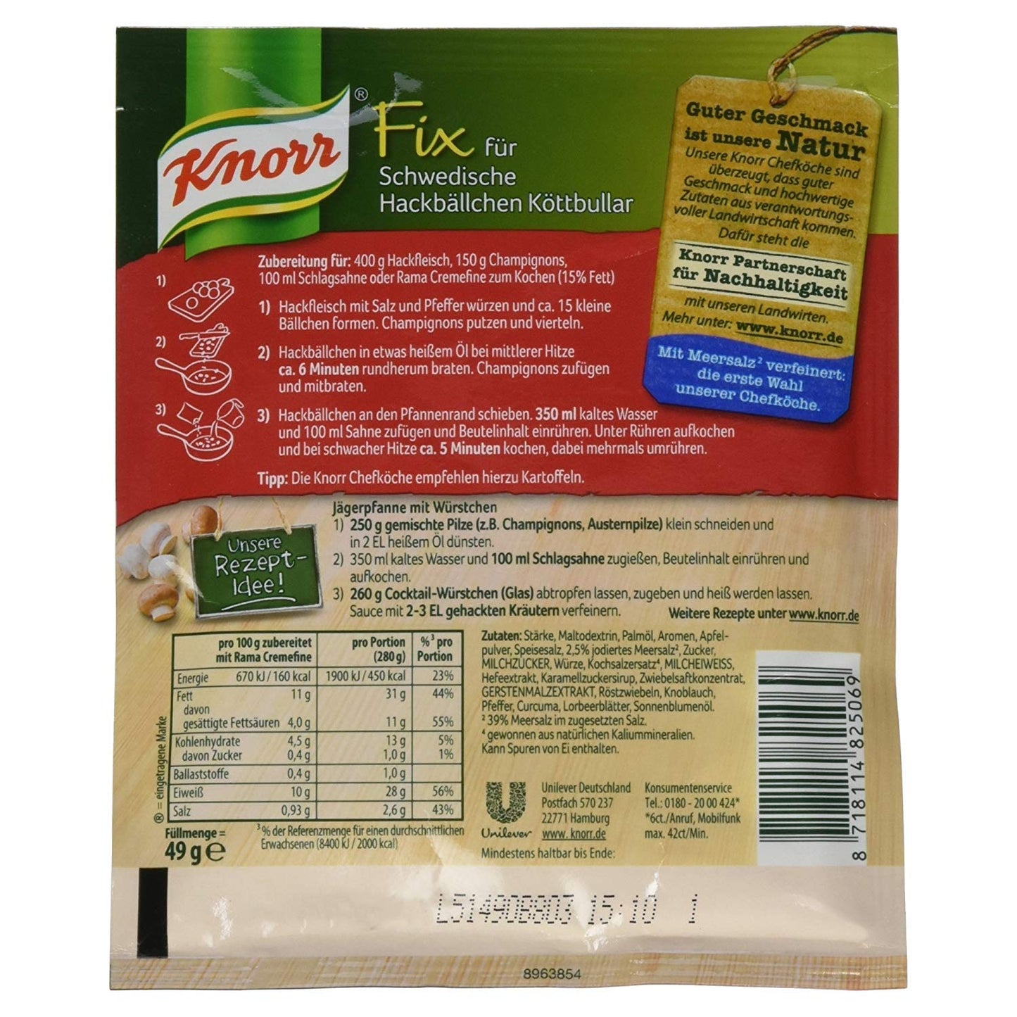 Knorr Swedish Meatballs (Köttbullar) Pack of 4 - 1.73 Ounce