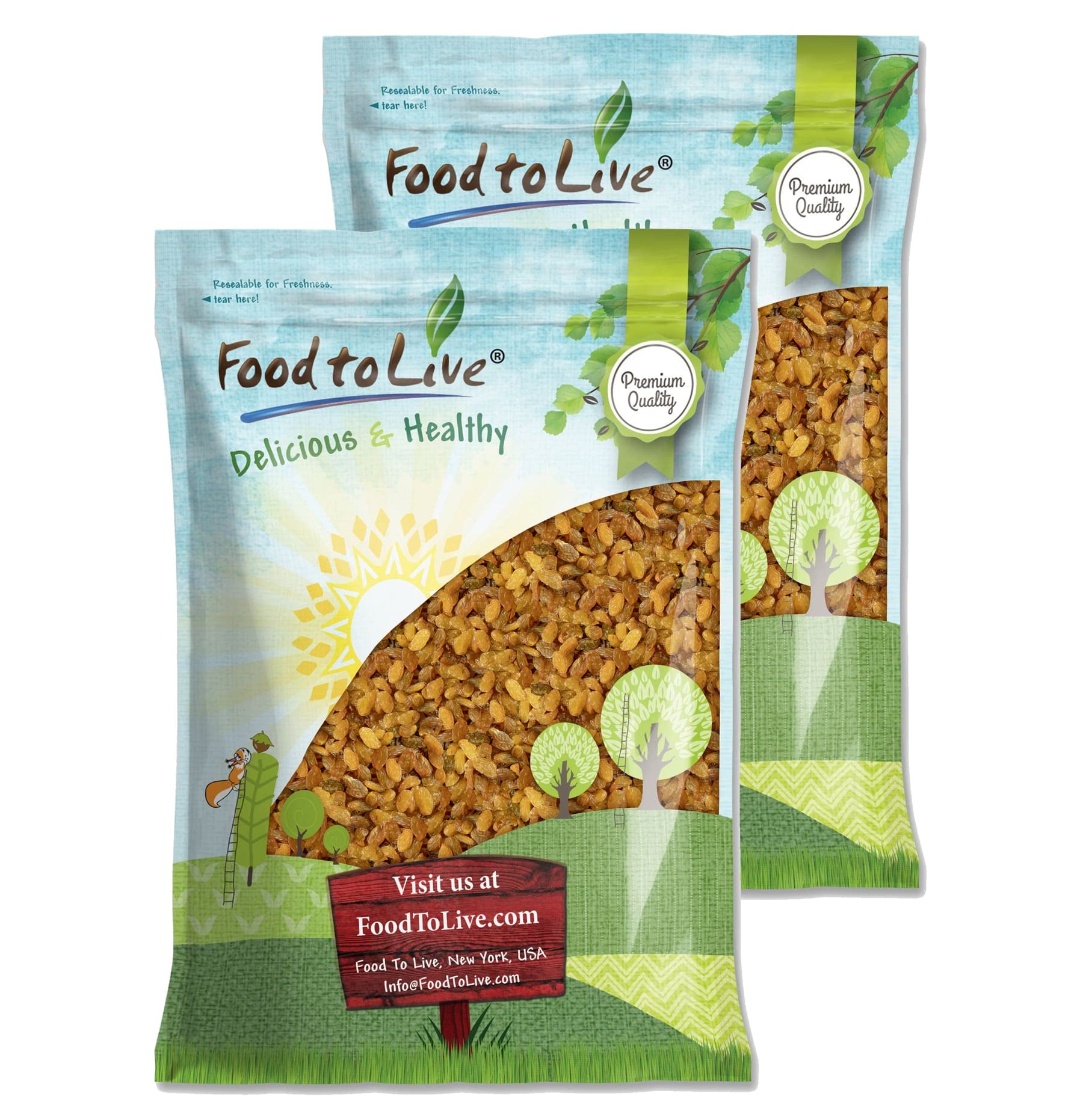 Food to Live California Jumbo Golden Raisins, 16 Pounds - Seedless, Sun-Dried, No Added Oil, No Added Sugar, Kosher, Vegan, Raw,