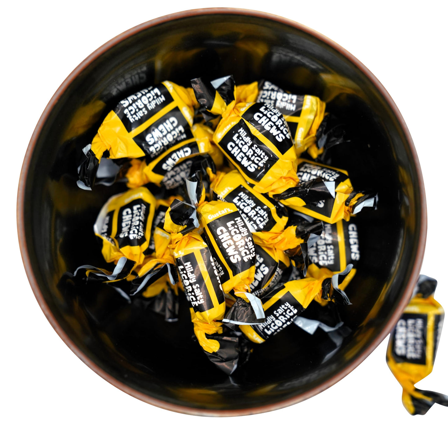Dm Sweets Mildly Salty Licorice Toffee - 100 Pieces Of Fresh Soft Chewy Delicious Individually Wrapped Creamy Toffee, Black