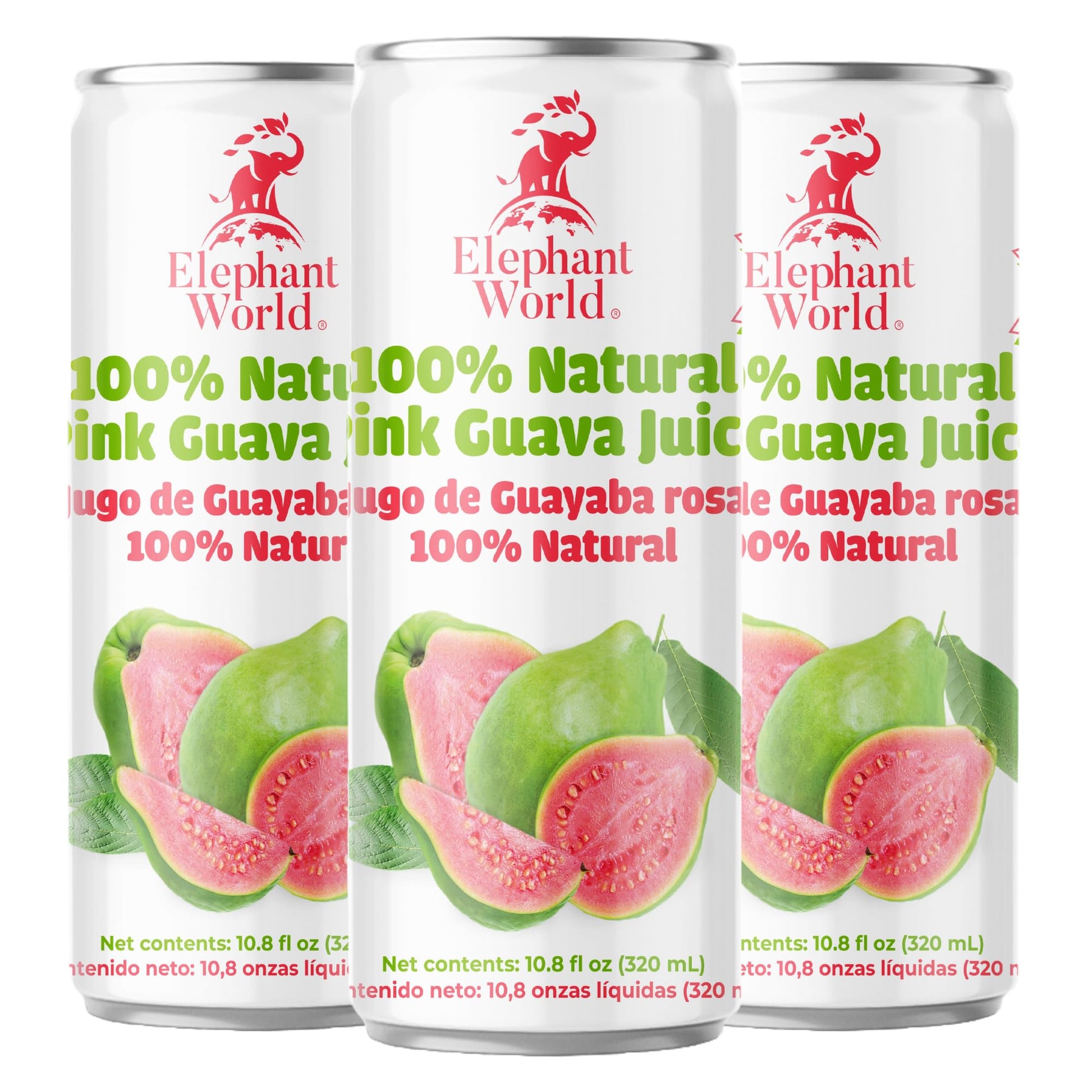 Elephant World 100% Natural Pink Guava Guayaba Juice | NON GMO | 10.8 oz (Pack of 12), Guava