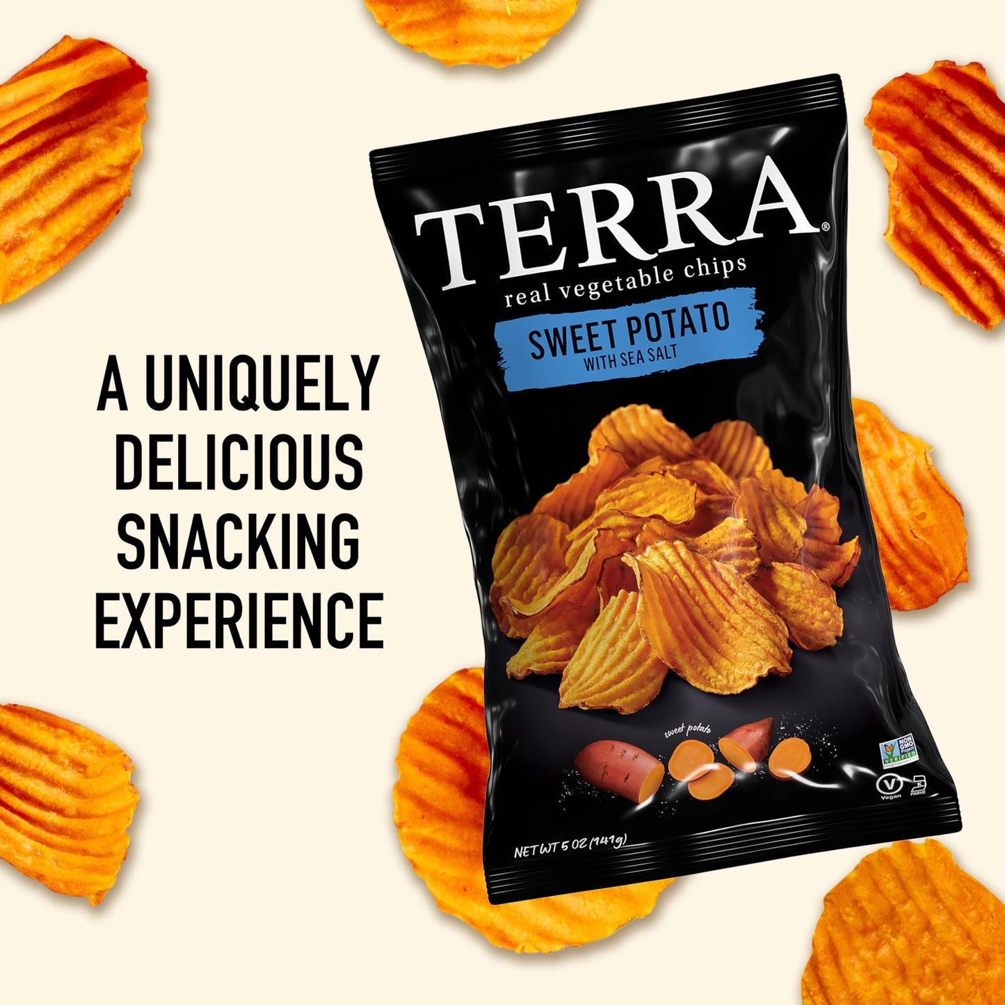Terra Vegetable Chips, Sweet Potato with Sea Salt, 5 oz. (Pack of 12)