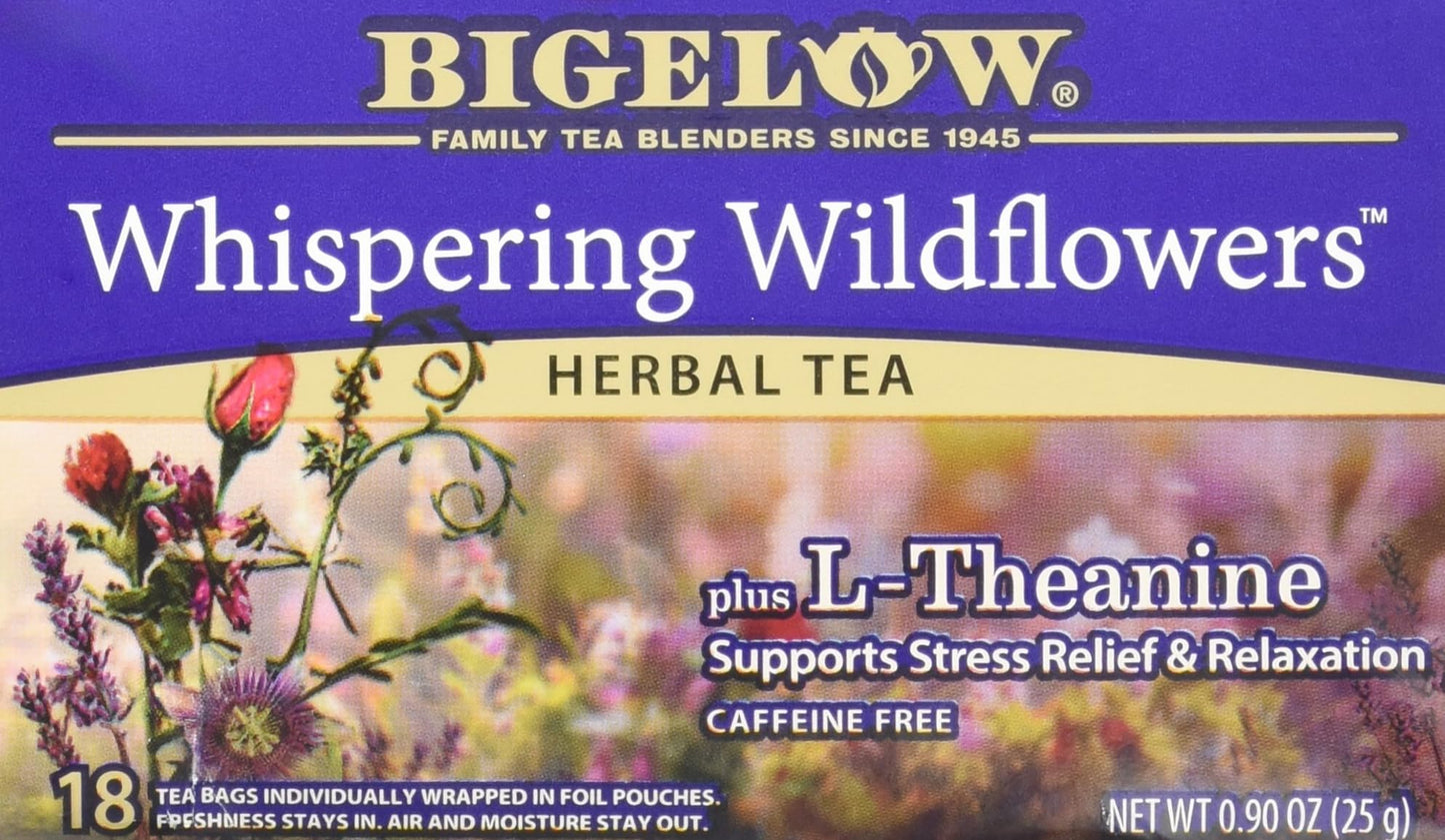 Bigelow Herbal Tea Whispering Wildflowers Plus L-Theanine, 18 Count