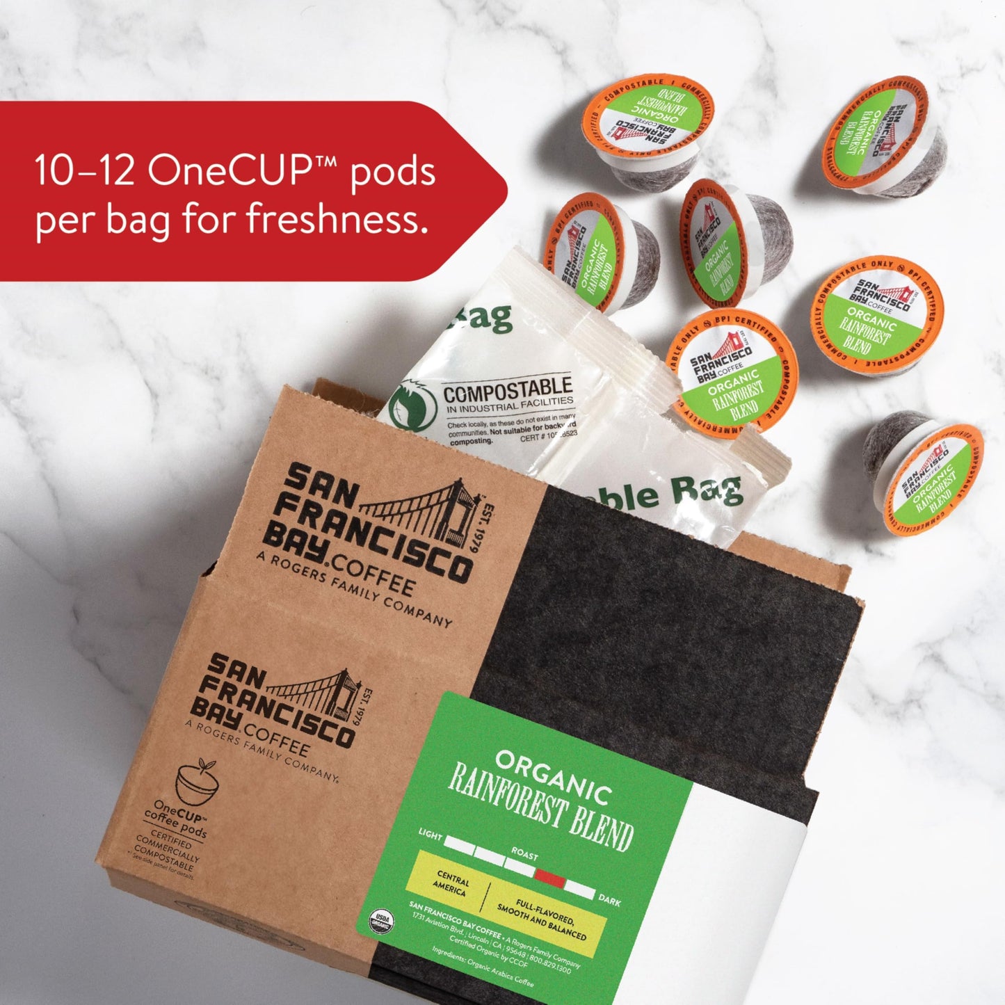 San Francisco Bay Compostable Coffee Pods - Organic Rainforest Blend (120 Ct) K Cup Compatible Including Keurig 2.0, Medium Dark