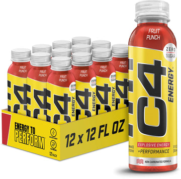 Cellucor C4 Energy Non-Carbonated Zero Sugar Energy Drink, Pre Workout Drink + Beta Alanine - Fruit Punch - 12 FL OZ (355 ml) - 