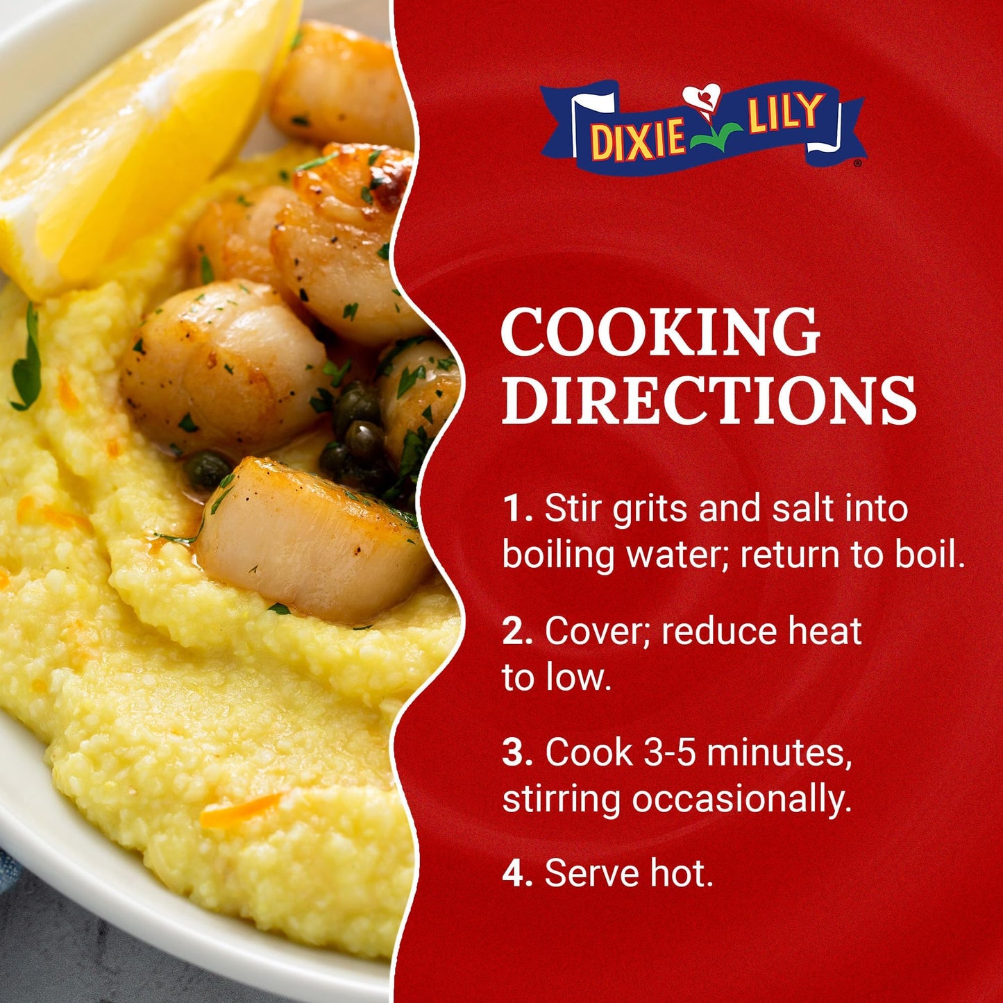 Dixie Lily Yellow Grits - 2 x 20 oz Packs with Recipe Card, Corn Grits, Gluten-Free