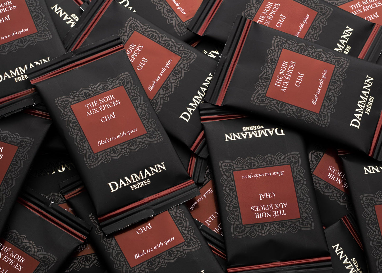 Dammann Freres Satchets, Chai Tea Bags, Premium Gourmet French Black Tea, Blend Ginger, Cinnamon, Cardamom Flavors, Individually