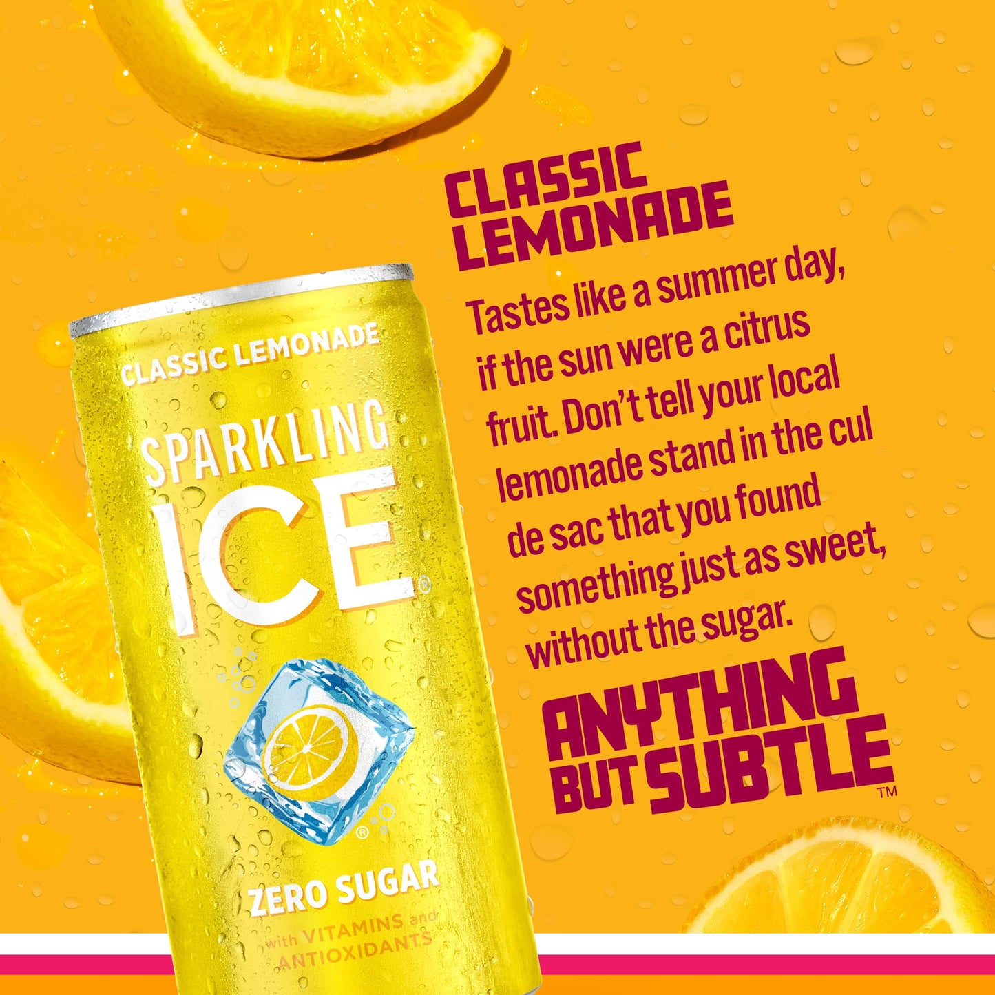 Sparkling Ice Classic Lemonade Sparkling Water, with Antioxidants and Vitamins, Zero Sugar, 7.5 fl oz Cans (3/10 Pack)