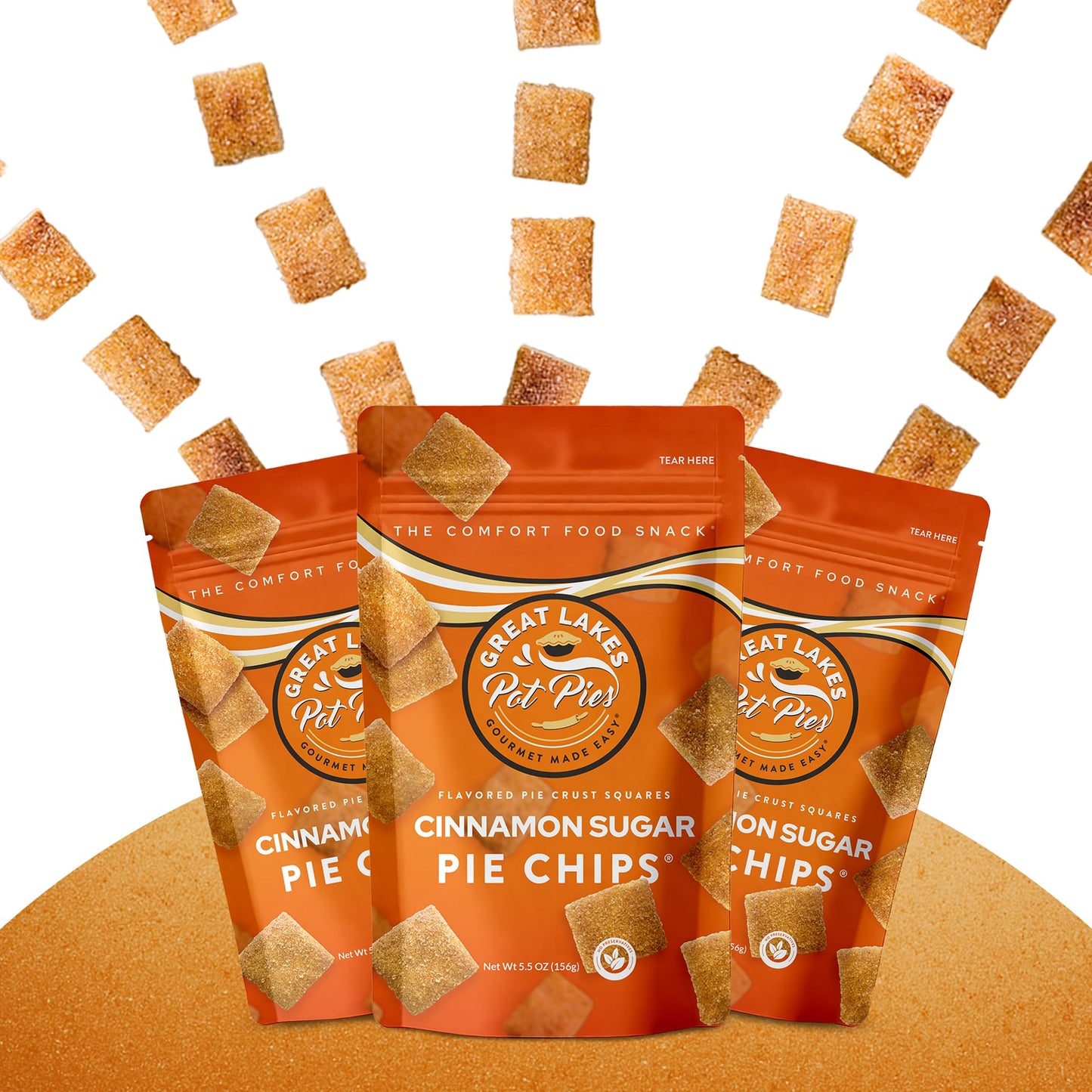 Great Lakes Pot Pies - Cinnamon Sugar Pie Chips - Crunchy Cookie Crisp - Buttery Cinnamon Snacks for mature-themeds & Kids - Cinnamon ers - 1 Pack