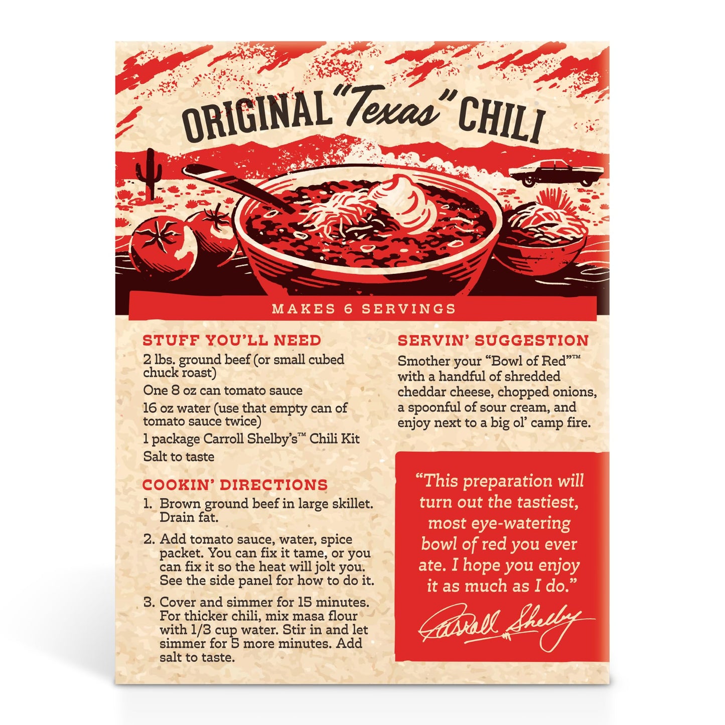 Carroll Shelby s Original Texas Brand Chili Kit 3.65oz Box (Pack of 3)