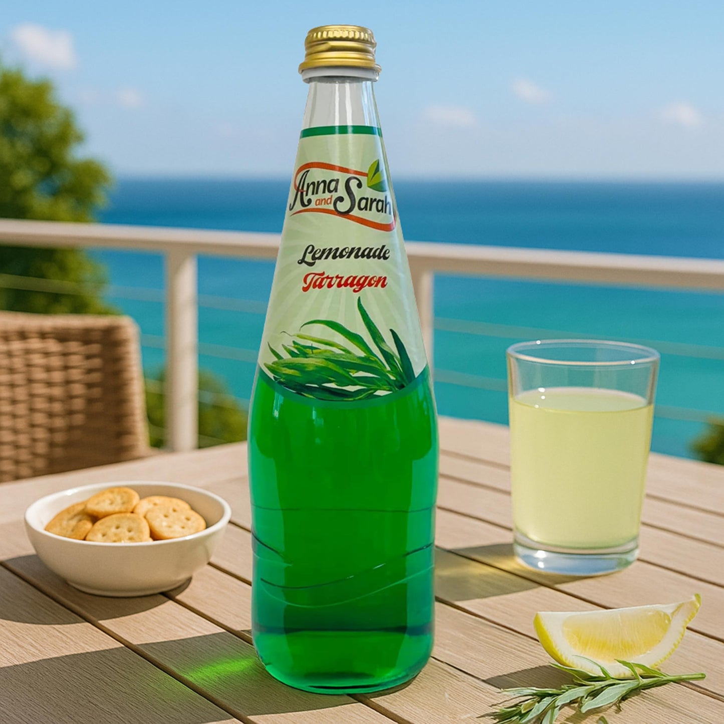 Anna and Sarah Natural Lemonade-Tarragon Juice, 25.4 Fl Oz (Pack of 3), Glass Bottle
