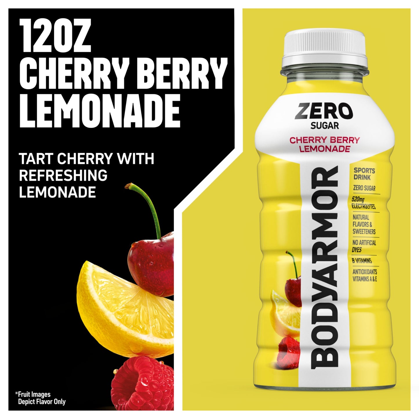 BODYprotective covering ZERO Sugar Cherry Berry Lemonade Sports Drink - Low-Calorie, Natural Flavors, 12 oz (Pack of 8)