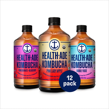 Health-Ade Signature Variety Pack Kombucha Tea, Organic Drink with Living Probiotics, Detoxifying Acids, Supports Gut Health, No
