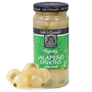 Sable & Rosenfeld Vermouth Tipsy Jalapeo Onions  5 oz Jar (Pack of 1)  Stuffed Pickled Silverskin Cocktail Onions  Kosher  Gluten-Free Martini Garnish