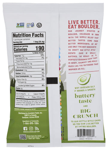 Boulder Canyon Classic Sea Salt Avocado Oil Potato Chips, 1.25 Oz