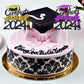 Chewarelly 1 Pack 2024 Class Of Cake Topper, Glitter Congrats Grad Cake Decor,Graduation Cake Picks For Senior High School Colle