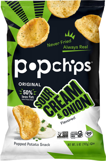 Popchips Potato Chips Sour Cream & Onion Potato Chips 5 Oz Bags (Pack Of 5)